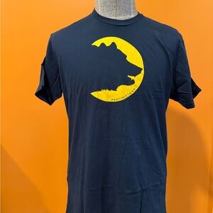 Navy Blue T-Shirt with Yellow Wolf Graphic